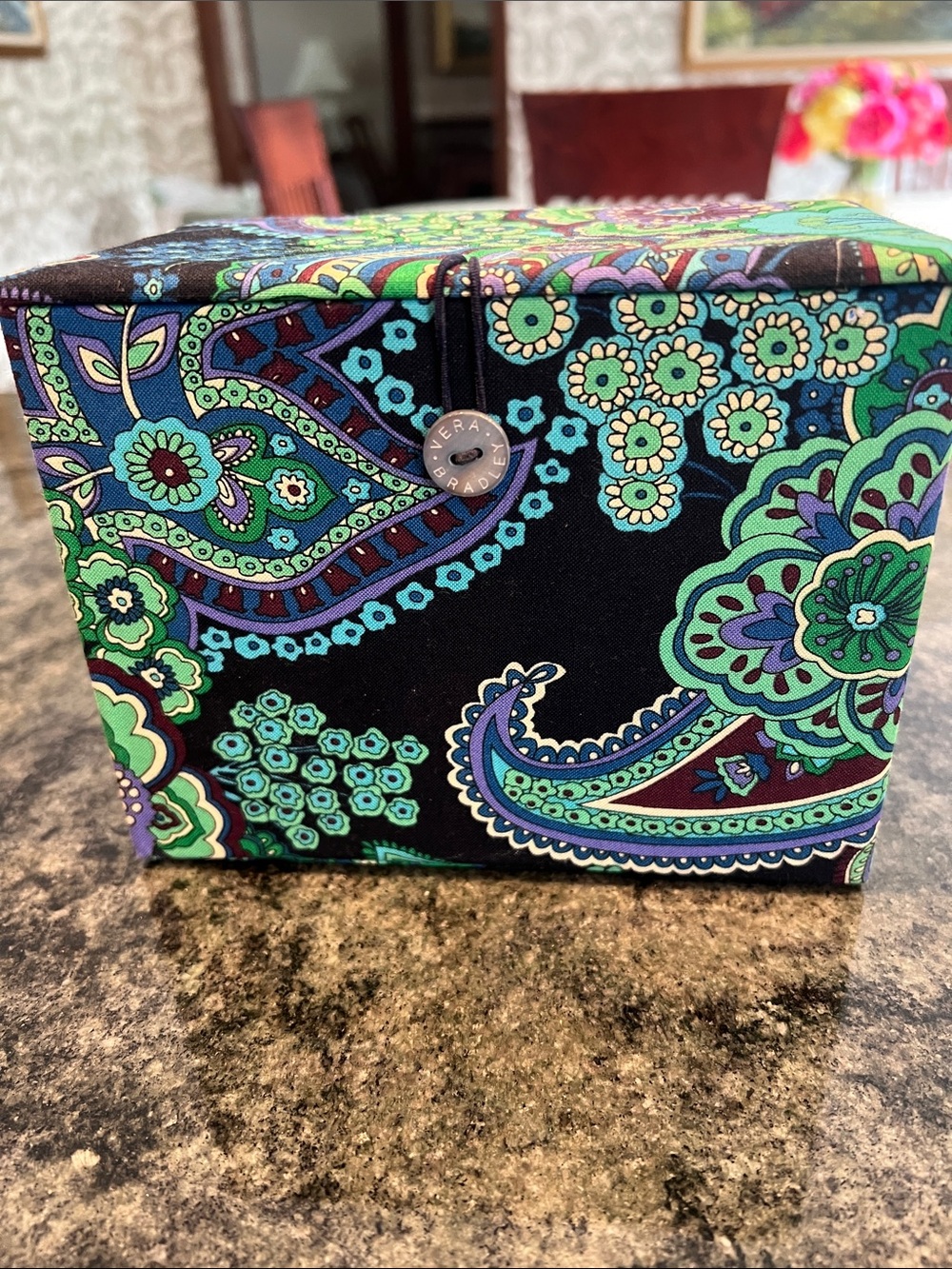 Vera Bradley Teal Paisley Fabric recipe box